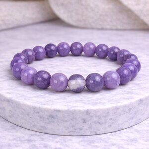 Angelite Crystal Stretch Bracelet 8mm Beads Reiki Healing Gemstone Jewelry